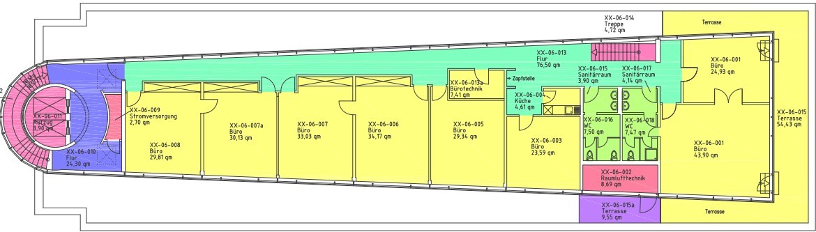 6. Obergeschoss mit ca. 397 m²